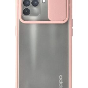 Oppo Reno 5 Lite Kılıf Palm Buzlu Kamera Sürgülü Silikon - Pembe-(5796)