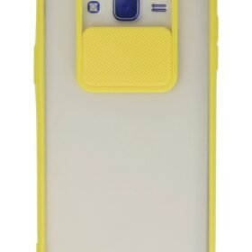 Samsung Galaxy J7 Kılıf Palm Buzlu Kamera Sürgülü Silikon - Sarı-(5796)