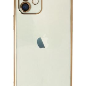 iPhone 12 Kılıf Lensli Silikon - Gold-(5796)