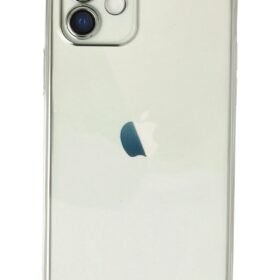 iPhone 12 Kılıf Lensli Silikon - Gümüş-(5796)