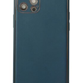 iPhone 12 Pro Max Kılıf Coco Deri Silikon Kapak - Mavi-(5796)