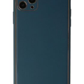 iPhone 11 Pro Max Kılıf Coco Deri Silikon Kapak - Mavi-(5796)