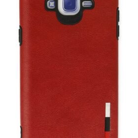 Samsung Galaxy J7 Kılıf Loop Deri Silikon - Kırmızı-(5796)