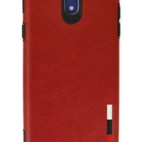 Samsung Galaxy J7 Pro / J730 Kılıf Loop Deri Silikon - Kırmızı-(5796)