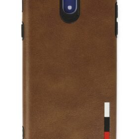 Samsung Galaxy J7 Pro / J730 Kılıf Loop Deri Silikon - Kahverengi-(5796)