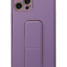 iPhone 12 Pro Kılıf Coco Deri Standlı Kapak - Lila-(5796)