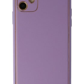 iPhone 12 Kılıf Coco Deri Silikon Kapak - Lila-(5796)