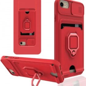 iPhone 6 Kılıf Zuma Kartvizitli Yüzüklü Silikon - Kırmızı-(5796)