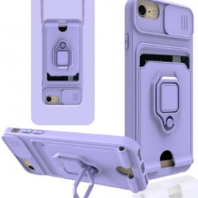 iPhone 6 Kılıf Zuma Kartvizitli Yüzüklü Silikon - Lila-(5796)