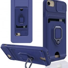 iPhone 7 Kılıf Zuma Kartvizitli Yüzüklü Silikon - Lacivert-(5796)