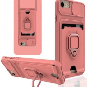 iPhone 7 Kılıf Zuma Kartvizitli Yüzüklü Silikon - Pembe-(5796)