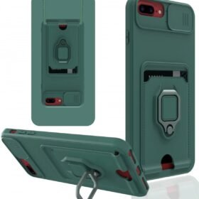 iPhone 7 Plus Kılıf Zuma Kartvizitli Yüzüklü Silikon - Yeşil-(5796)
