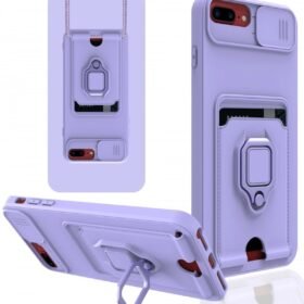 iPhone 7 Plus Kılıf Zuma Kartvizitli Yüzüklü Silikon - Lila-(5796)