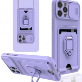 iPhone 12 Pro Kılıf Zuma Kartvizitli Yüzüklü Silikon - Lila-(5796)
