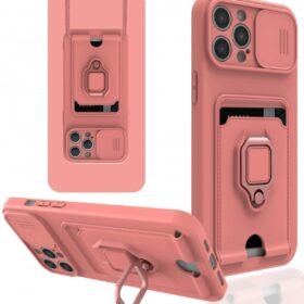 iPhone 12 Pro Max Kılıf Zuma Kartvizitli Yüzüklü Silikon - Pembe-(5796)