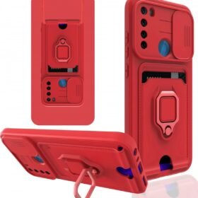 Xiaomi Redmi Note 8 Kılıf Zuma Kartvizitli Yüzüklü Silikon - Kırmızı-(5796)