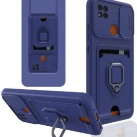 Xiaomi Redmi 9C Kılıf Zuma Kartvizitli Yüzüklü Silikon - Lacivert-(5796)