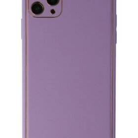 iPhone 11 Pro Max Kılıf Coco Deri Silikon Kapak - Lila-(5796)
