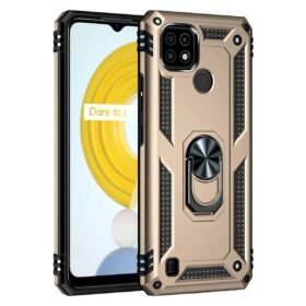 Realme C21 Kılıf Sofya Yüzüklü Silikon Kapak - Gold-(5796)