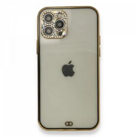 iPhone 12 Pro Kılıf Liva Taşlı Silikon - Siyah-(5796)