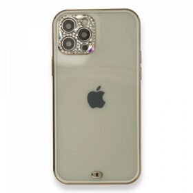 iPhone 12 Pro Kılıf Liva Taşlı Silikon - Beyaz-(5796)