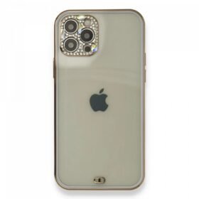 iPhone 12 Pro Kılıf Liva Taşlı Silikon - Mor-(5796)