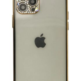 iPhone 12 Pro Max Kılıf Liva Taşlı Silikon - Siyah-(5796)