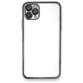 iPhone 11 Pro Max Kılıf Lensli Silikon - Gümüş-(5796)