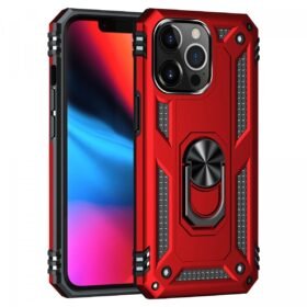 iPhone 13 Pro Max Kılıf Sofya Yüzüklü Silikon Kapak - Kırmızı-(5796)