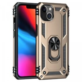 iPhone 13 Kılıf Sofya Yüzüklü Silikon Kapak - Gold-(5796)