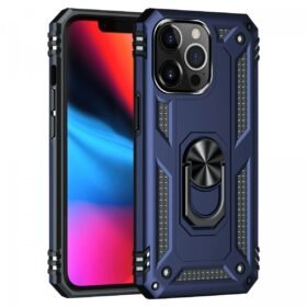 iPhone 13 Pro Kılıf Sofya Yüzüklü Silikon Kapak - Lacivert-(5796)