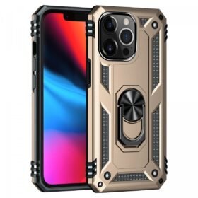 iPhone 13 Pro Kılıf Sofya Yüzüklü Silikon Kapak - Gold-(5796)