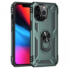 iPhone 13 Pro Kılıf Sofya Yüzüklü Silikon Kapak - Yeşil-(5796)