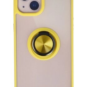 iPhone 13 Kılıf Montreal Yüzüklü Silikon Kapak - Sarı-(5796)