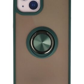 iPhone 13 Kılıf Montreal Yüzüklü Silikon Kapak - Yeşil-(5796)