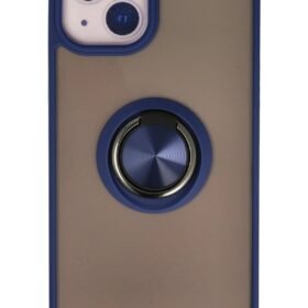 iPhone 13 Kılıf Montreal Yüzüklü Silikon Kapak - Lacivert-(5796)