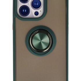 iPhone 13 Pro Kılıf Montreal Yüzüklü Silikon Kapak - Yeşil-(5796)