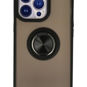 iPhone 13 Pro Max Kılıf Montreal Yüzüklü Silikon Kapak - Siyah-(5796)