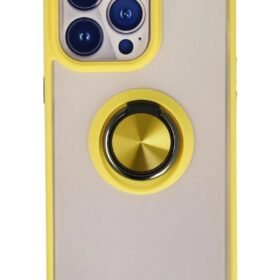 iPhone 13 Pro Max Kılıf Montreal Yüzüklü Silikon Kapak - Sarı-(5796)