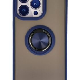 iPhone 13 Pro Max Kılıf Montreal Yüzüklü Silikon Kapak - Lacivert-(5796)