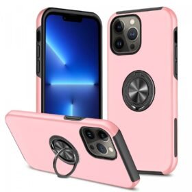 iPhone 13 Pro Max Kılıf Elit Yüzüklü Kapak - Pembe-(5796)