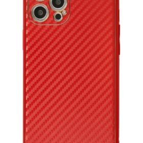 iPhone 12 Pro Max Kılıf Coco Karbon Silikon - Kırmızı-(5796)
