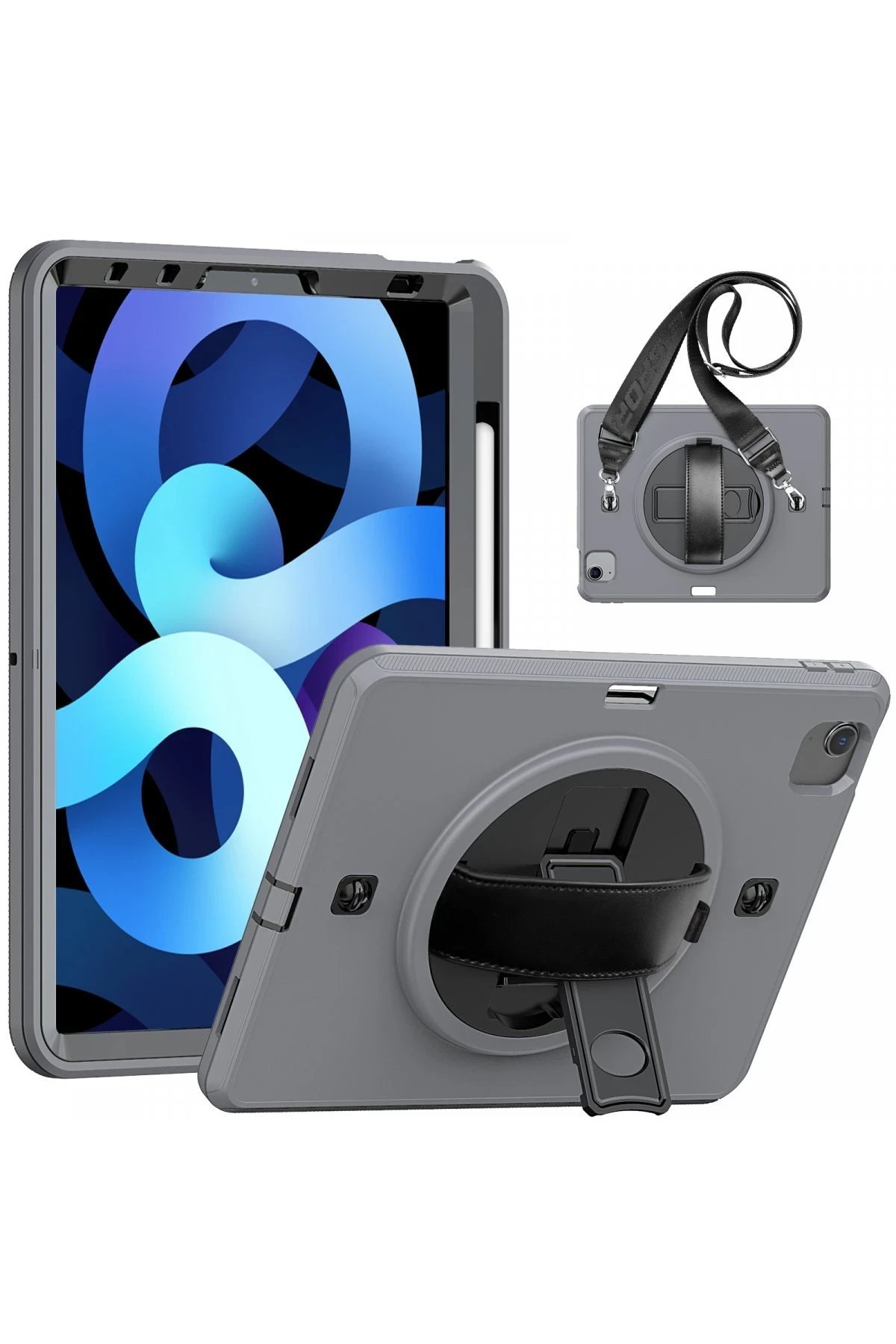 iPad Pro 11 (2020) Kılıf Strap-C Otterbox Tablet Kapak - Gri-(5796)
