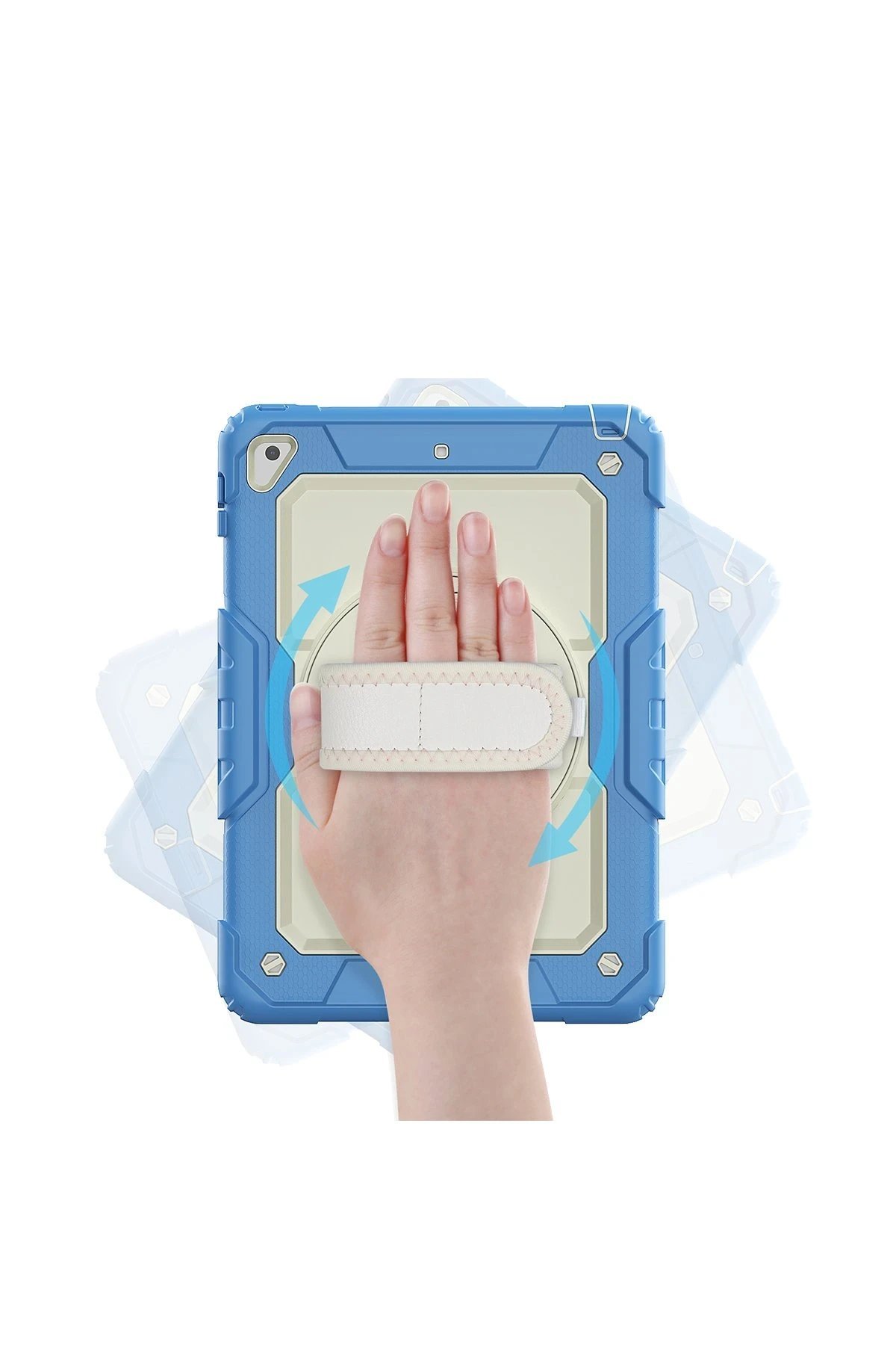 iPad 5 Air 9.7 Kılıf Strap New Tablet Kapak - Mavi-(5796) - Görsel 3