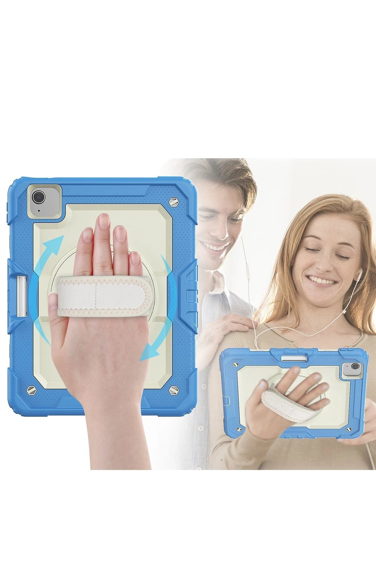 iPad Pro 11 (2020) Kılıf Strap New Tablet Kapak - Mavi-(5796) - Görsel 2