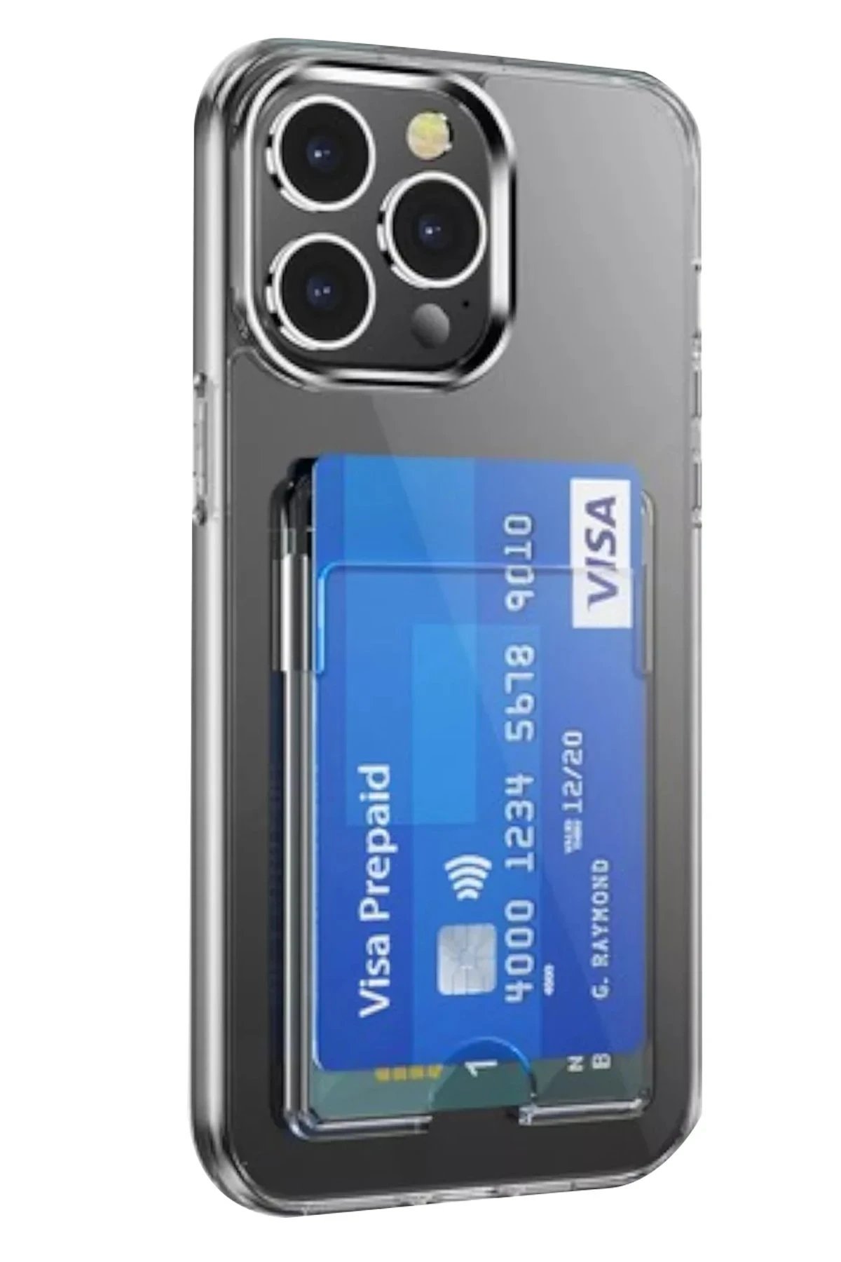 iPhone 13 Pro Kılıf Kart Şeffaf Silikon - Şeffaf-(5796)