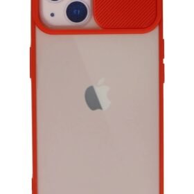 iPhone 13 Kılıf Palm Buzlu Kamera Sürgülü Silikon - Kırmızı-(5796)