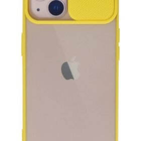 iPhone 13 Kılıf Palm Buzlu Kamera Sürgülü Silikon - Sarı-(5796)