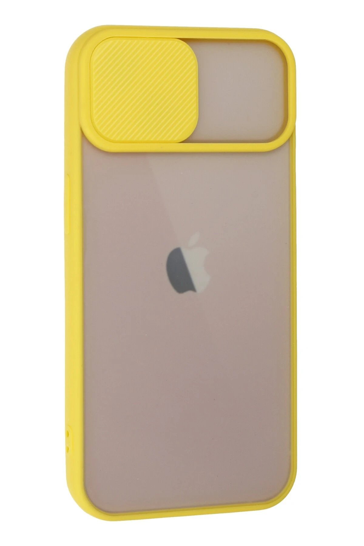 iPhone 13 Kılıf Palm Buzlu Kamera Sürgülü Silikon - Sarı-(5796) - Görsel 2