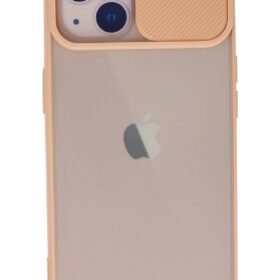 iPhone 13 Kılıf Palm Buzlu Kamera Sürgülü Silikon - Pembe-(5796)